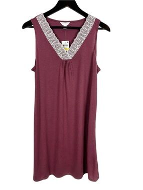 Charter Club Sleeveless Lace-Trim Nightgown Size Medium in Mauve Berry